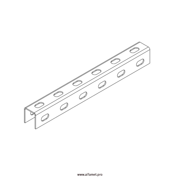 Профиль монтажный U-образный перфорированный 30х35х3000 (2,5 мм)