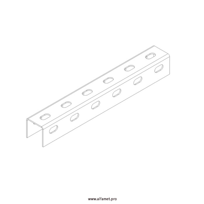 Профиль монтажный U-образный перфорированный 40х40х3000 (2 мм)